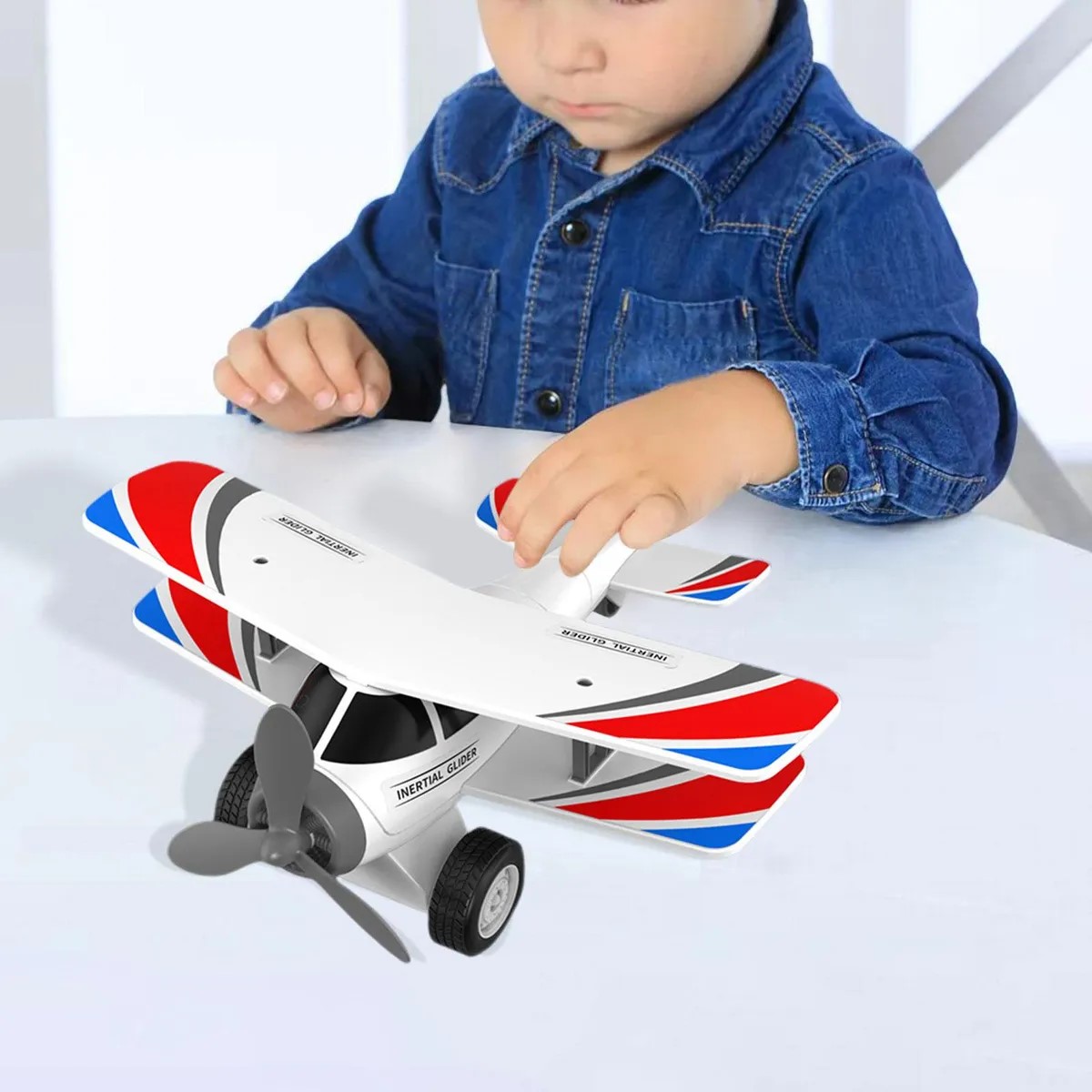 Jouet-enfants-biplan-garcon-anniversaire-jouet-cadeau-YALLAFI-tunisie-sfax Avion jouet à manivelle pour enfant - Image 1