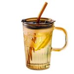 Tasse en verre transparent 450 ml avec paille et couvercle - Image 3