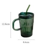 Tasse en verre transparent 450 ml avec paille et couvercle - Image 6