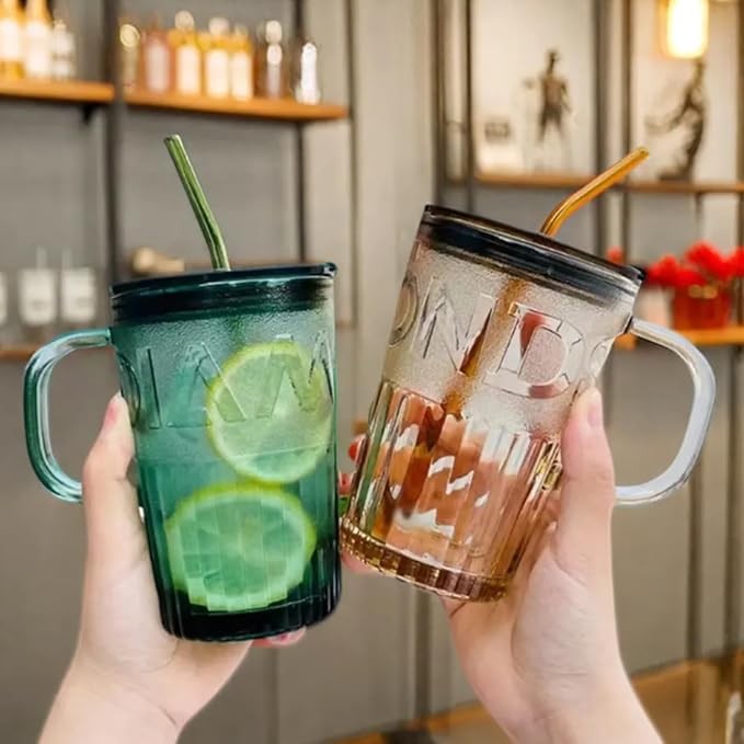 Tasse-verre-transaprent-cadeau-paille-anti-fuitvente-en-ligne-yallafid-tunisie-verre-marron-tabarka-sousse-jerba-siliana Tasse en verre transparent 450 ml avec paille et couvercle - Image 5