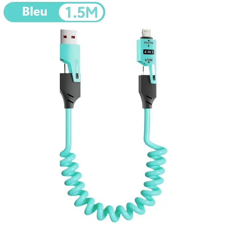 câble-rétractable-multifonctionnel-6en1-de-65w-avec-usb-c-charge-ultra-rapide-synchronisation-données-silicone-chargement-avec-indicateur-iphone-ipad-xiaomi-huawei-oppo-TUNISIE-bleu Câble universel rétractable 65W 4-en-1 - Image 6