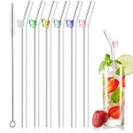 Pack de 6 pailles en verre borosilicate motif Papillon