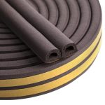 Pack de 2 Joints autocollants pour isolation de fenêtre et de porte Type D Marron – Image 2