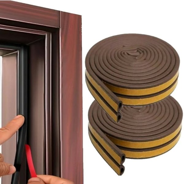 Pack de 2 Joints autocollants pour isolation de fenêtre et de porte Type D Marron