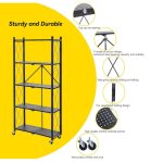 Etagère de rangement pliable en métal à 5 niveaux avec roulettes – Image 4