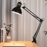 Lampe de bureau bras long pliable avec pince