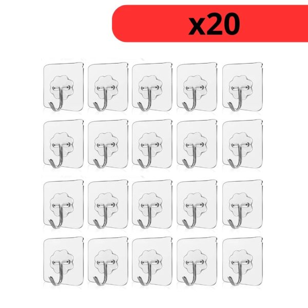 Lot de 20 Crochets Transparent Auto-Adhésifs