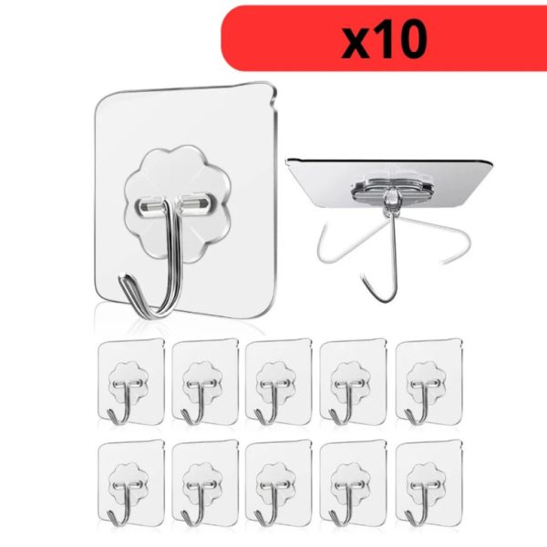 Lot de 10 Crochets Transparent Auto-Adhésifs