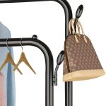 Cintre acier double avec 2 étagère et roulettes – Image 3