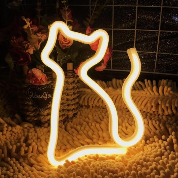 Lampe néon LED en forme de chat