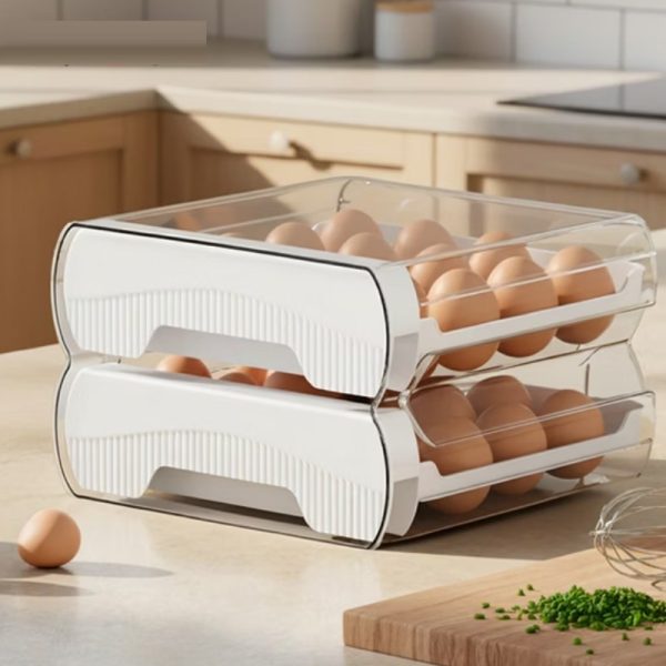 Organisateur de tiroir à œufs à deux niveaux.