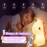 Veilleuse licorne tactile en silicone avec éclairage LED – Image 3
