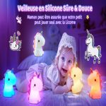 Veilleuse licorne tactile en silicone avec éclairage LED – Image 2