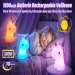 Veilleuse licorne tactile en silicone avec éclairage LED – Image 4