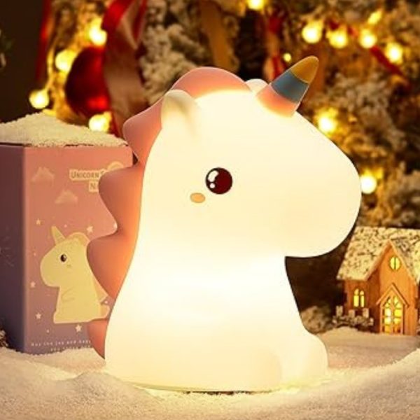 Veilleuse licorne tactile en silicone avec éclairage LED