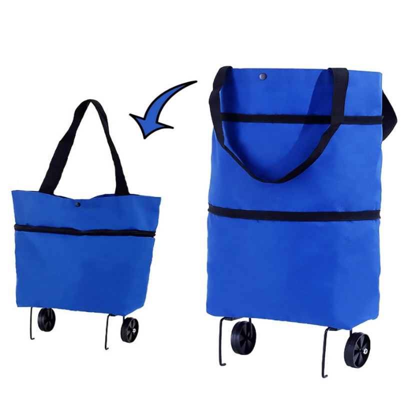 chariot-de-course-achats-marché-promotion-tunisie-vente-yalaffid-1 Chariot de Course et Sac Pliable 2-en-1 – Image 1