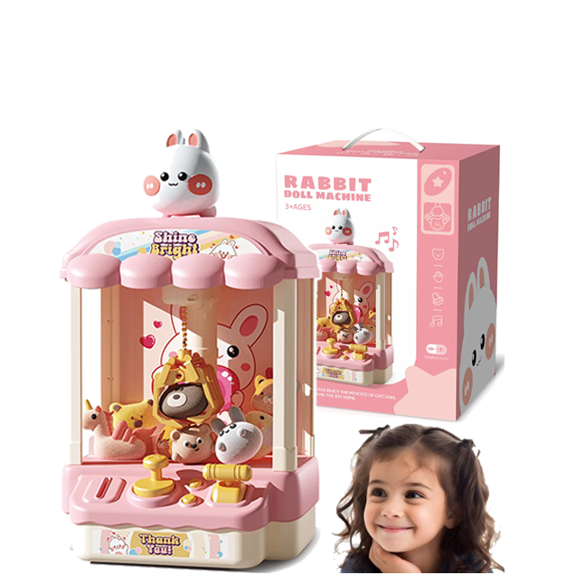 machine-pinces-Hameng-rabbit-jouet-enfants-fille-rose-cadeau-tunisie-vente-yallafid- Machine à pince Lapin avec des peluches – Image 1