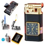 Briquet double flamme avec montre -pistolet