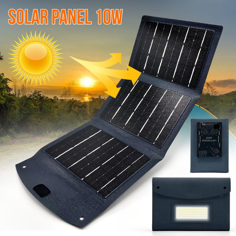 Panneau-solaire-USB-pliable-portable-capacité-3000mAh-10W –yallafid-tunisie- Panneau solaire USB pliable et portable 3000mAh 10W – Image 1