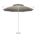 Grand parasol de jardin double toit grège - Diamètre 3M
