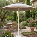 Grand parasol de jardin double toit grège - Diamètre 3M – Image 2