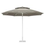 Grand parasol de jardin double toit grège - Diamètre 3M – Image 4