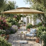 Grand parasol de jardin double toit Caramel - Diamètre 3M – Image 4