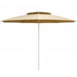Grand parasol de jardin double toit Caramel - Diamètre 3M