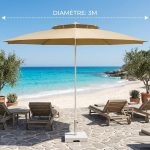 Grand parasol de jardin double toit Caramel - Diamètre 3M – Image 2