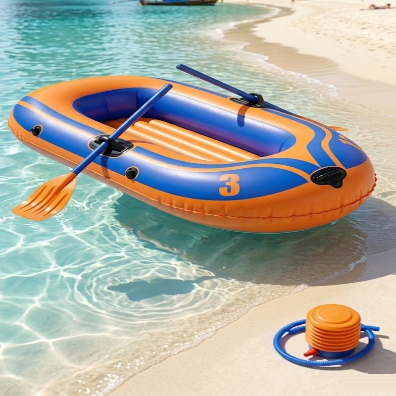 bateau-plage-camping-tunisie-vente-yallafid-promotion-vente-yallafid-3 Bateau gonflable 2 places avec rames et gonfleur – Image 1