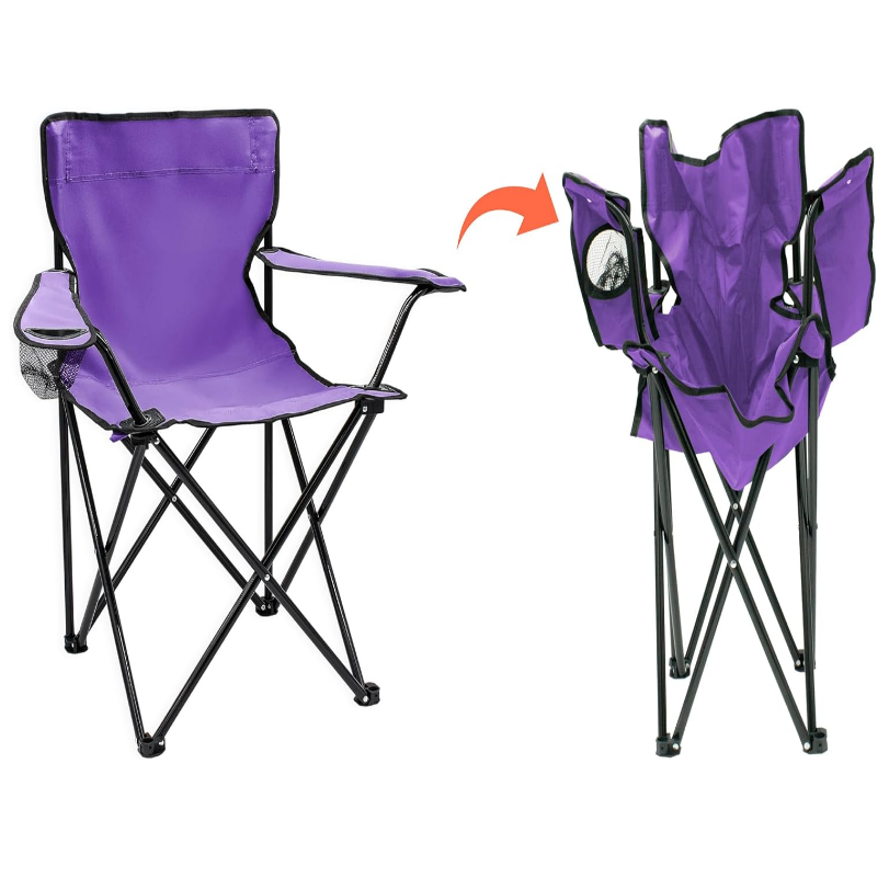 chaise-pliable-mauve-plage-jardin-tunisie-vente-yallafid-3 Chaise de camping pliante avec porte-gobelet-Mauve – Image 1