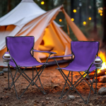 Chaise de camping pliante avec porte-gobelet-Mauve – Image 2