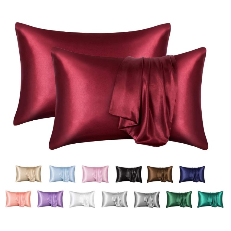 coussin-satin-maison-cheveux-soin-yallafid-tunisie-vente Couple de taies d‘oreiller en satin – Image 1