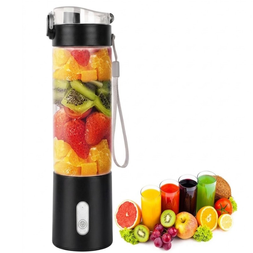 jus-fruits-frais-melangeurs-portables-Mini-fruits-frai-Smoothie-yallafid-tunisie-SPORT-NOIR-é Mixeur en vert rechargeable 500ml – Image 1