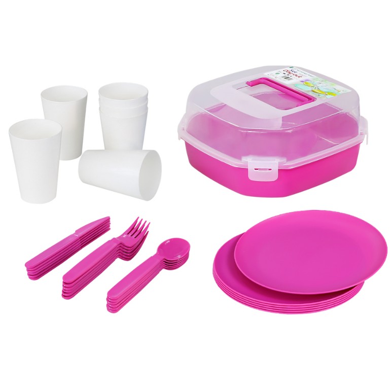kit-pique-nique-promotion-été-tunisie-vente-yallafid- kit de pique-nique 31 pièces Rose – Image 1