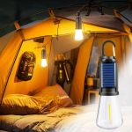 Lampe de camping rechargeable à l'énergie solaire ovale
