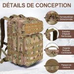 Sac à Dos Tactique Militaire Camouflage 55L – Image 7