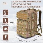 Sac à Dos Tactique Militaire Camouflage 55L – Image 6