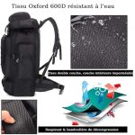 Sac à Dos de randonnée  grand volume 80L Noir – Image 8