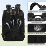 Sac à Dos Tactique Militaire Camouflage Noir 55L – Image 6