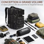 Sac à Dos Tactique Militaire Camouflage Noir 55L – Image 4