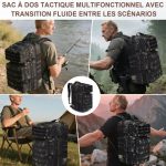 Sac à Dos Tactique Militaire Camouflage Noir 55L – Image 2