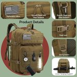 Sac à dos tactique 55 L Marron – Image 3